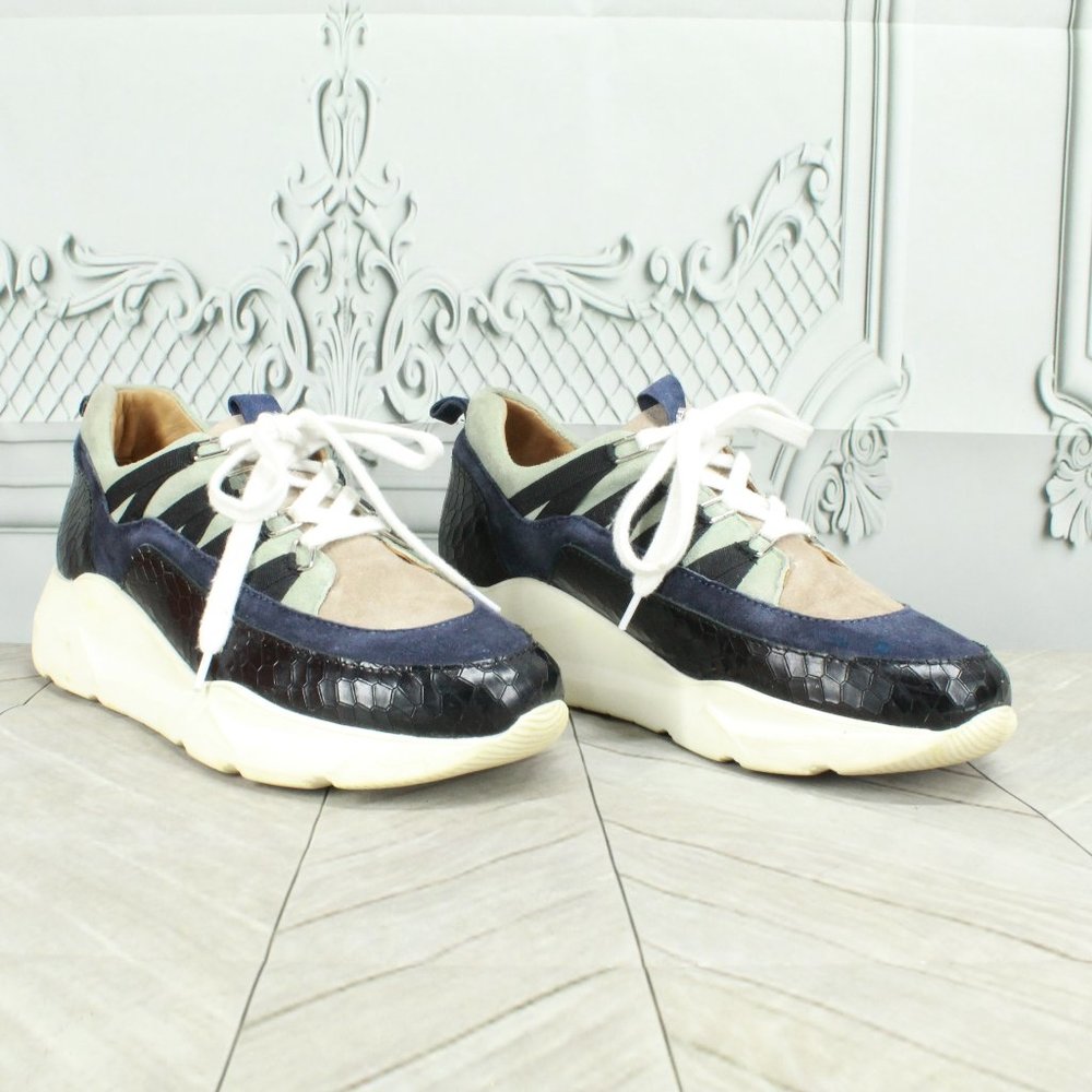 AQUATALIA Blue Leather & Suede Waterproof Lace-up Sneaker Shoes Size 7.5 - Picture 2 of 9